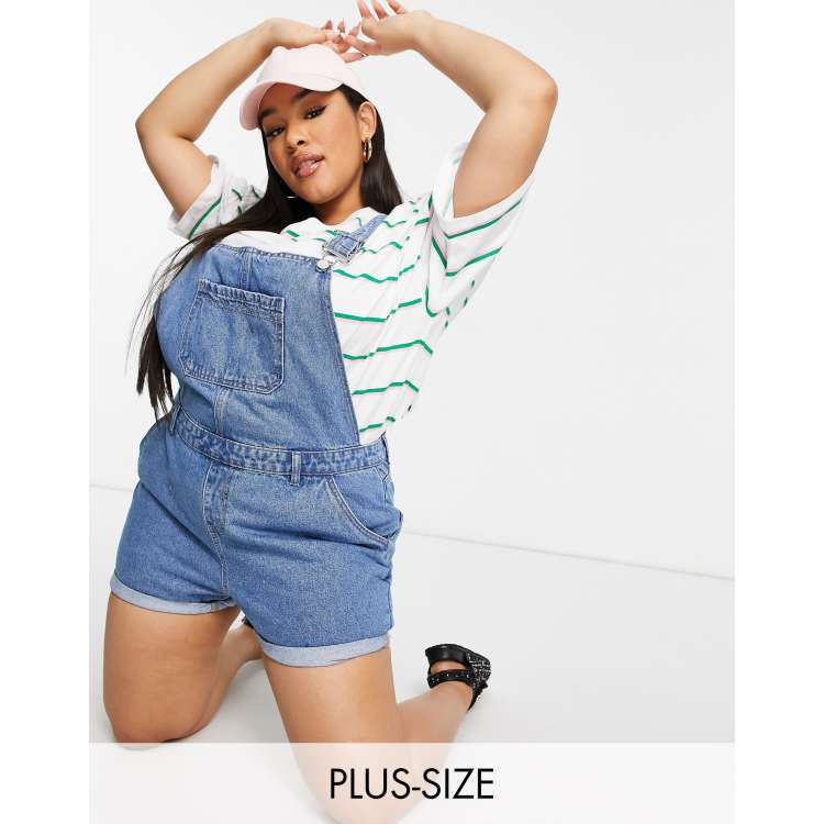 Plus size denim overall 2024 shorts