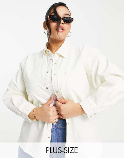 Urban Bliss Plus - Oversized denim overhemd in ecru