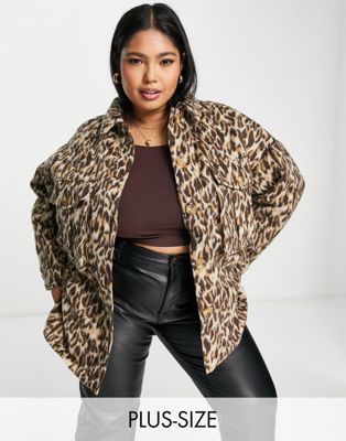 Urban Bliss Plus oversized jacket in leopard