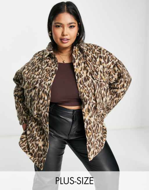 Plus size shop animal print jacket