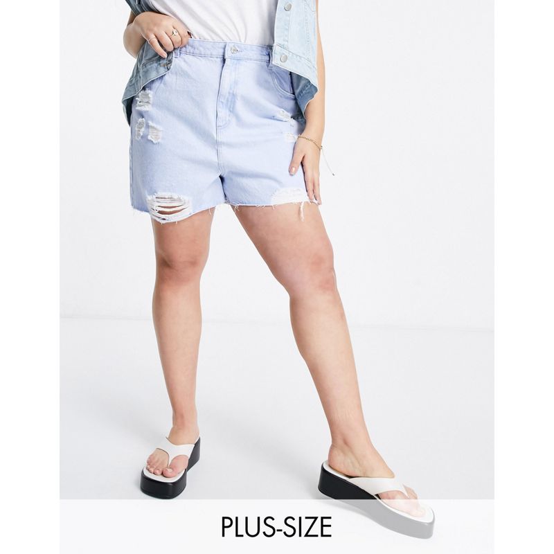 Donna Pantaloncini di jeans Urban Bliss Plus - Pantaloncini a vita alta strappati lavaggio chiaro