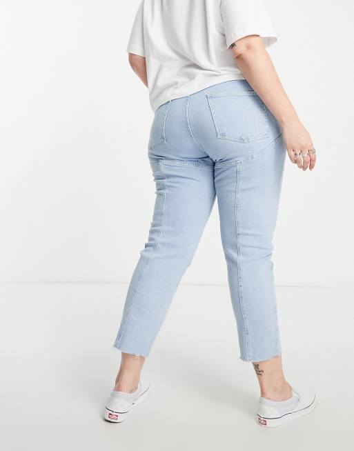 Urban Bliss Plus - Sadelsyede jeans med lige ben i bleget vask, 3 af 4