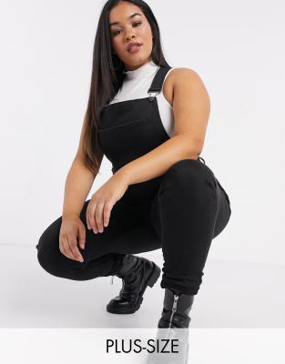 black plus size dungarees