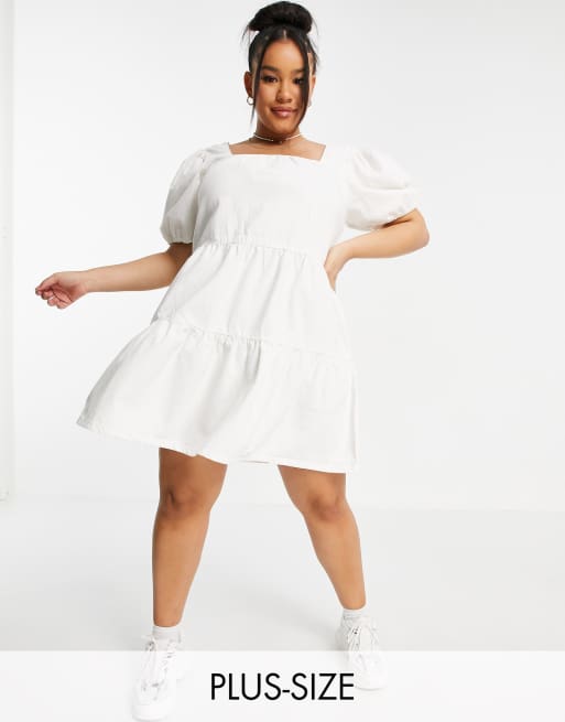 Urban Bliss Plus – Sukienka mini z denimu w kolorze ecru