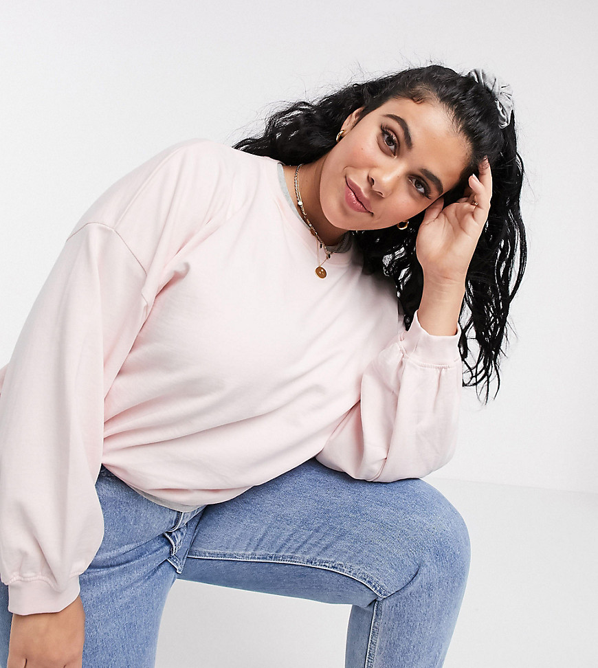 Urban Bliss Plus - Sweater met pofmouwen in roze