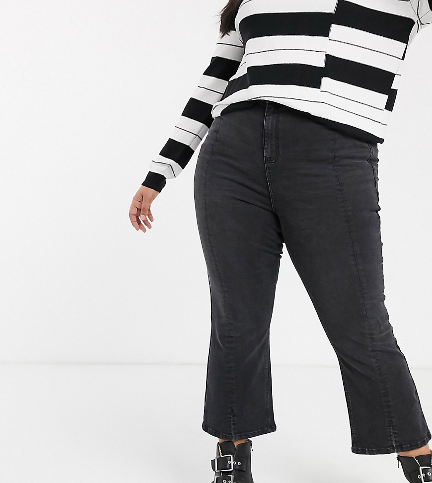 Urban Bliss - Plus - Wijduitlopende jeans met hoge taille-Zwart