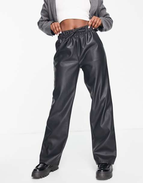 Urban Bliss PU wide leg pants in black - view 1