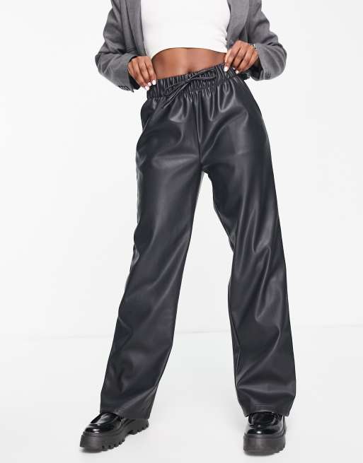 Urban Bliss PU wide leg pants in black