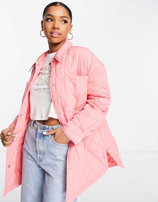 Urban Bliss quilted shacket in candy pink ASOS