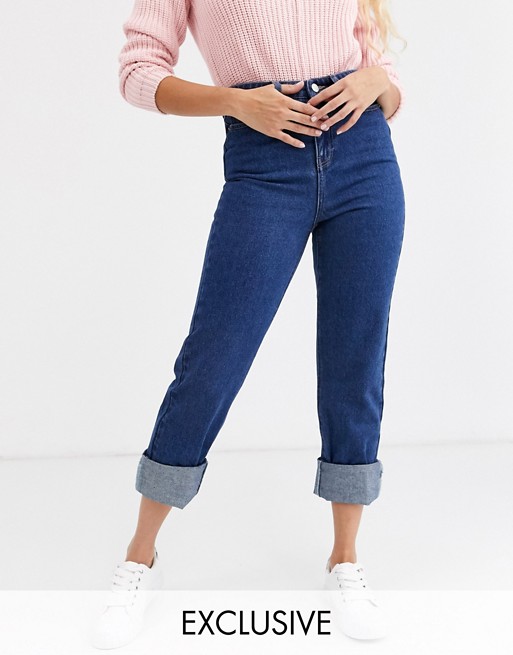 Urban Bliss relaxed straight leg jeans with deep turn-up