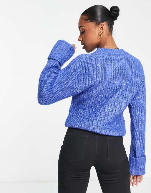Urban Bliss relaxed sweater with cuffs in cobalt blue, 2 of 4