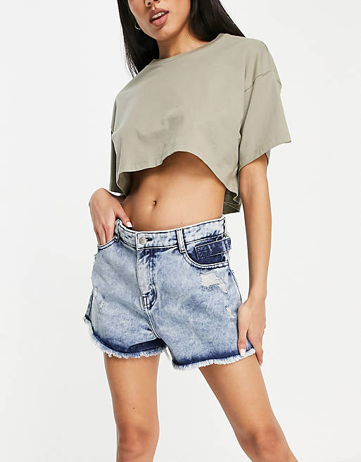 Urban Bliss ripped high waisted short in acid wash