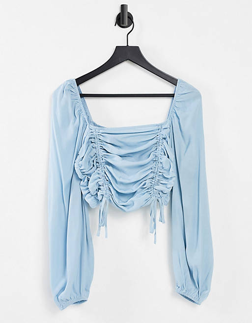 Urban Bliss ruched crop top in blue