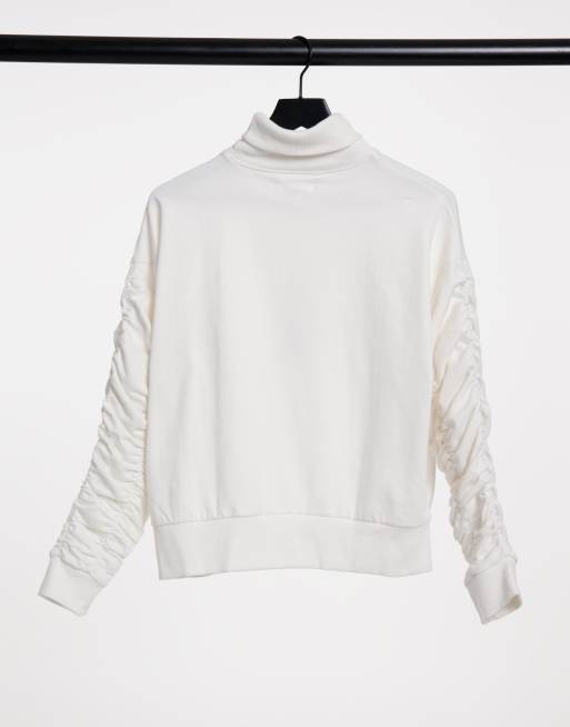 Urban Bliss ruched sleeve sweater in cream