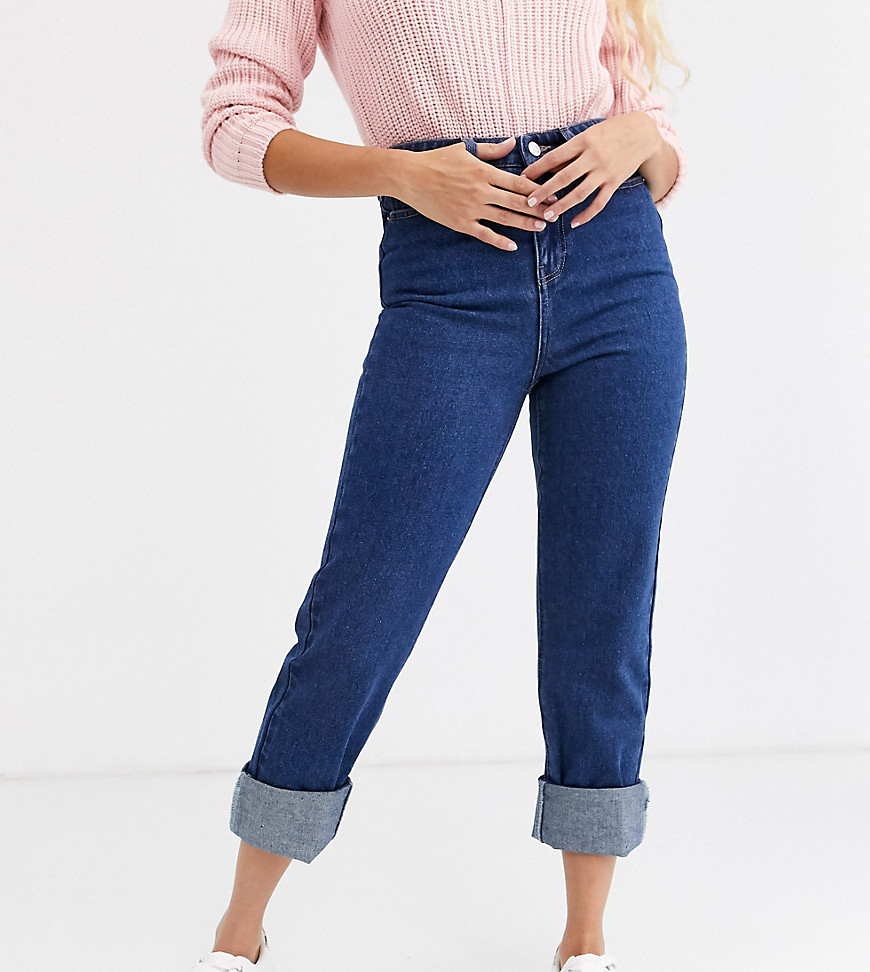 Urban Bliss - Ruimvallende jeans met rechte pijpen en brede omslag-Blauw