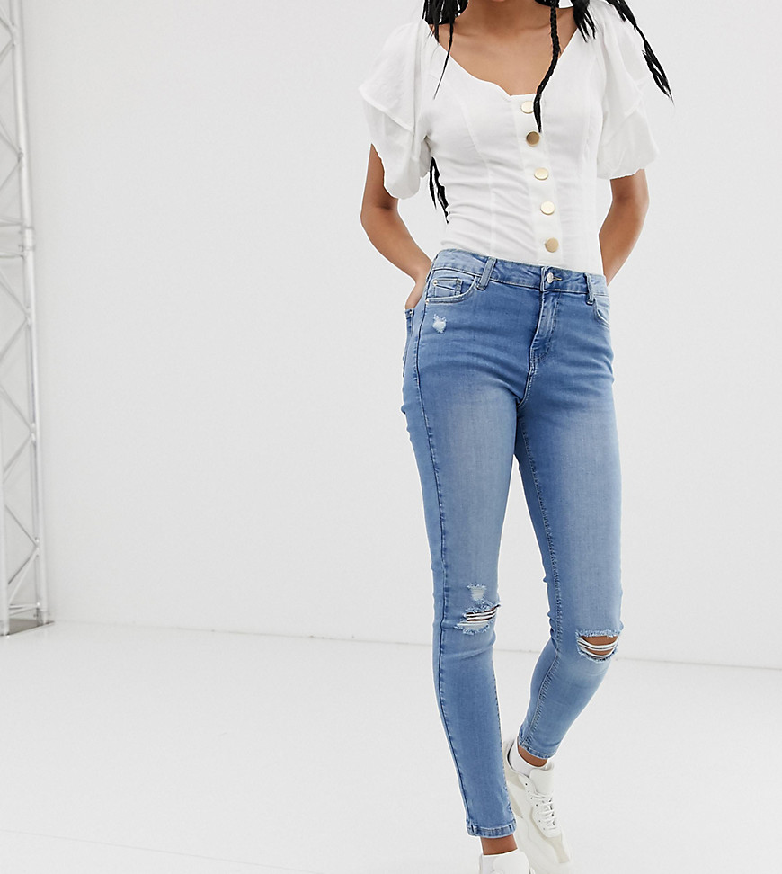 Urban Bliss - Skinny jeans met hoge taille en distressed zoom-Blauw