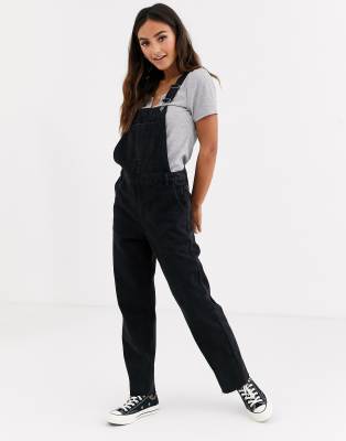 black straight leg overalls