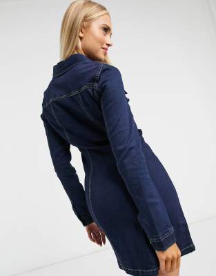 stretch denim shirt dress