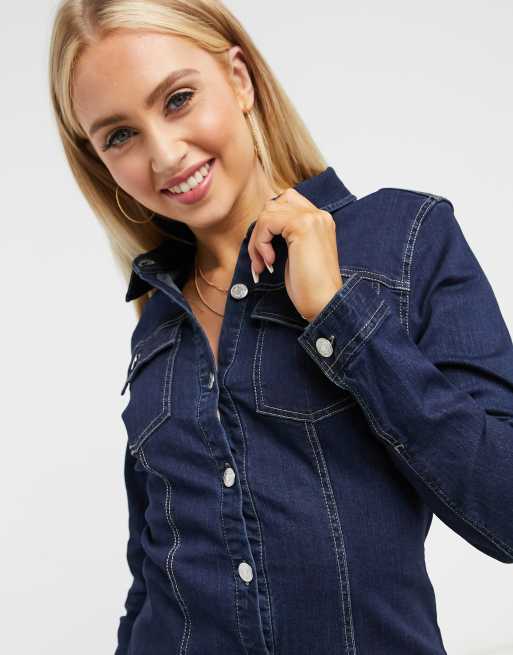 Womens denim shop shirt with stretch