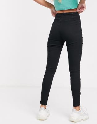 black pull on skinny jeans