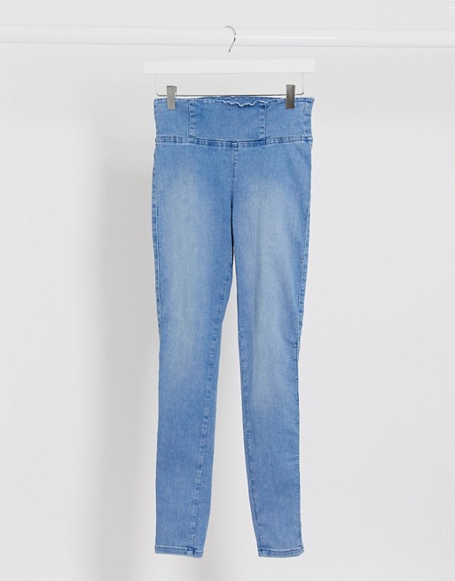 Urban Bliss super stretch pull on skinny jeans in blue