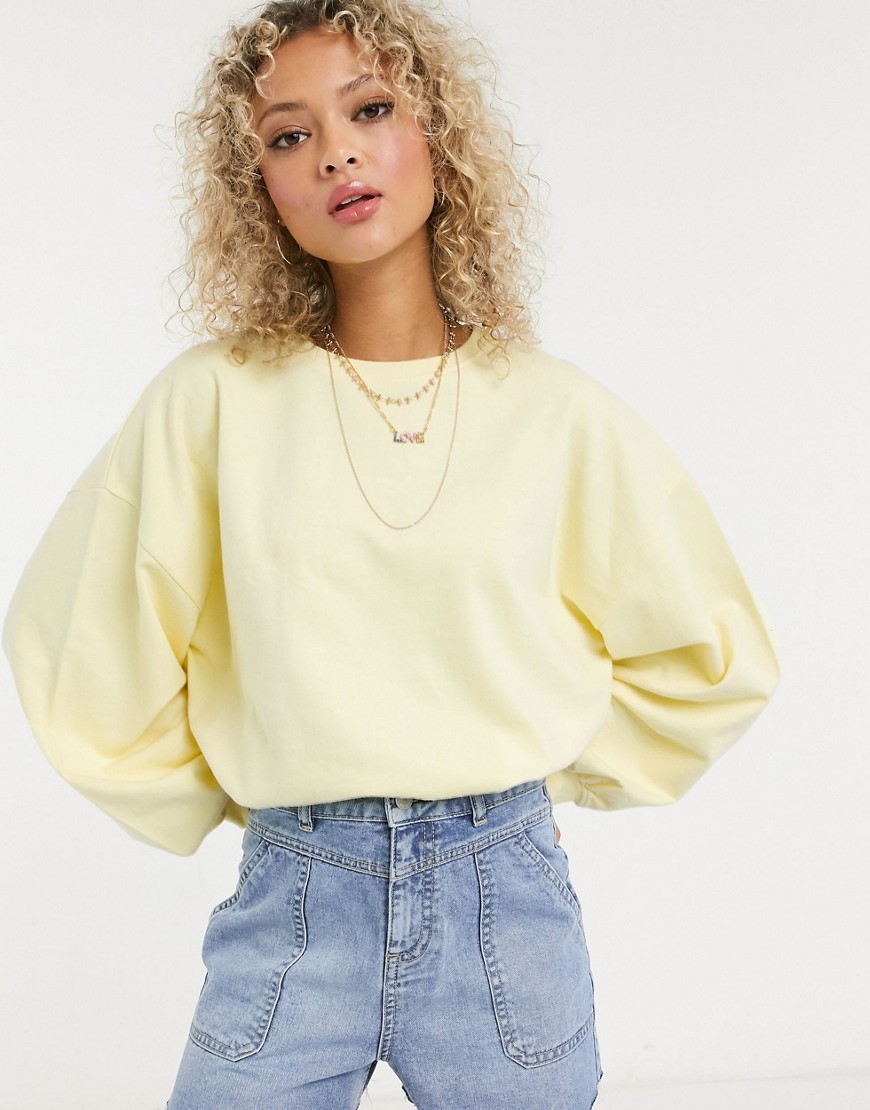 Urban Bliss - Sweatshirt met pofmouwen in geel