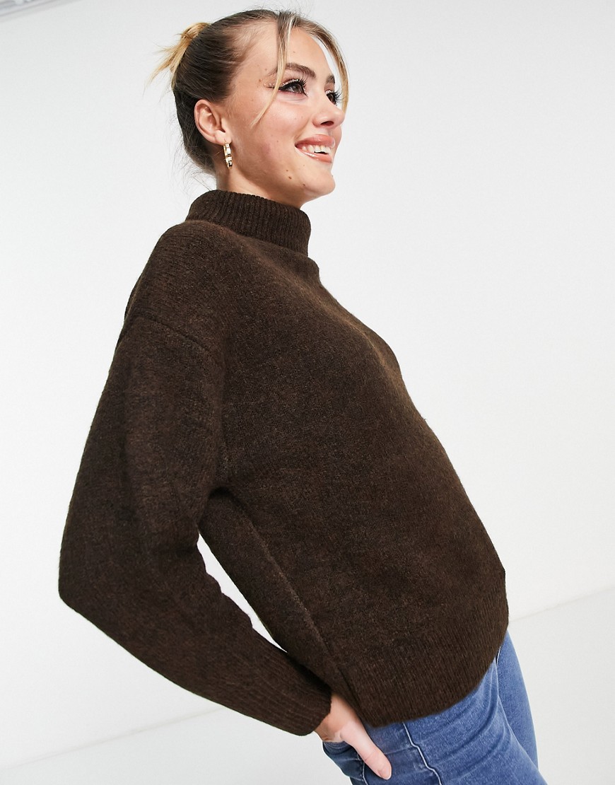 Urban Bliss turtle neck knit sweater in chocolate brown
