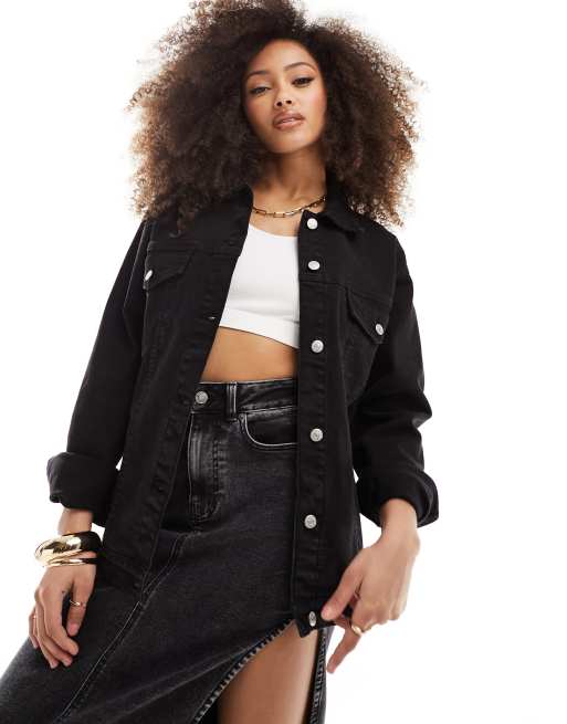 Urban Bliss Veste en jean oversize Noir delave ASOS