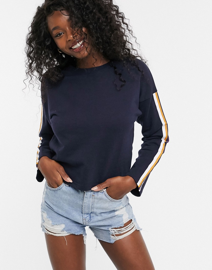 Urban Bliss whinnie jumper with side stripe-Navy