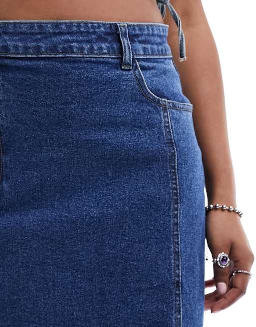 Urban Bliss y2k seam detail raw edge knee length skirt in