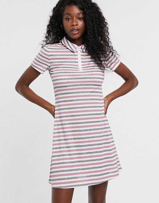 Urban Bliss zip front dress in stripe