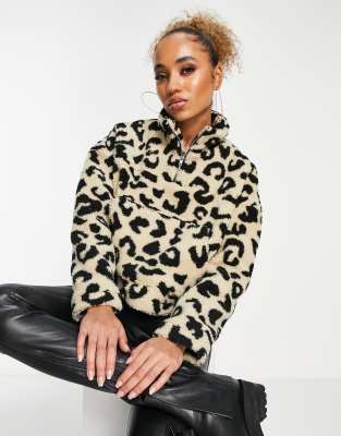 Nike zip through fleece in discount black and white animal print