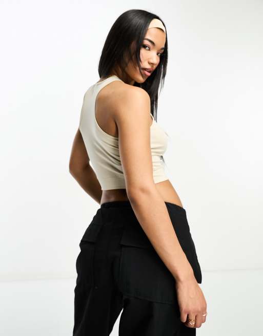 Urban Classics - Crop top met knoop in gebroken wit, 2 van 4