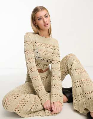 Urban Classics cropped crochet knit in bronze