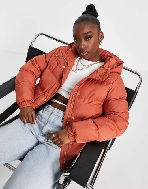 Cropped puffer hotsell jacket orange