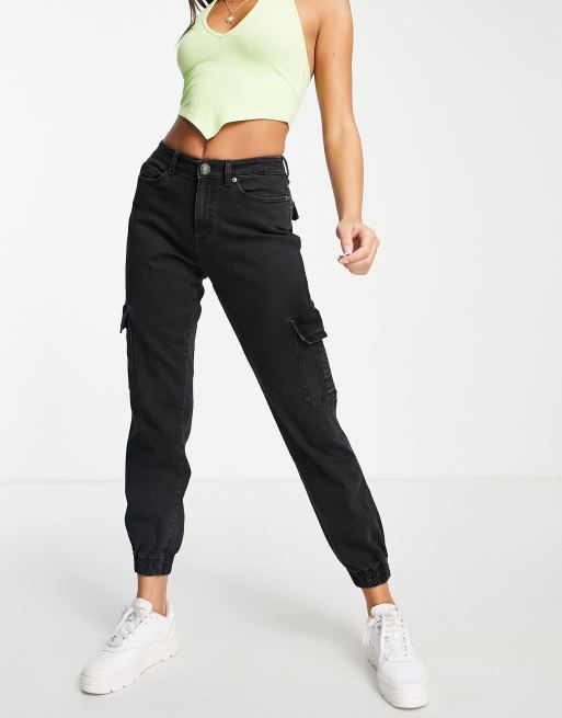 ASOS DESIGN flare trouser with cargo pocket detail in black