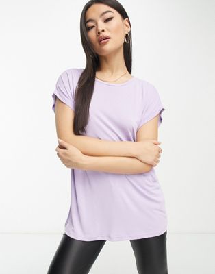 Urban Classics extended shoulder short sleeve tee in lilac-Purple