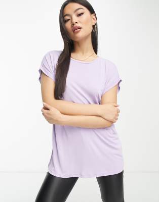 Urban Classics Urban Classics extended shoulder short sleeve tee in lilac-Purple