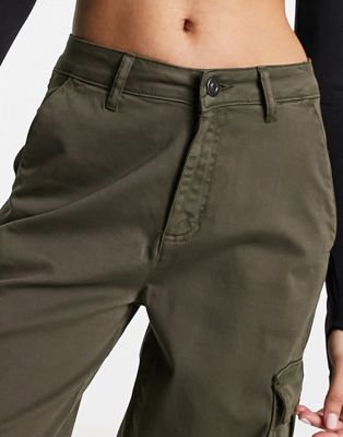 Urban Classics | pants waist high wide leg cargo in ASOS olive