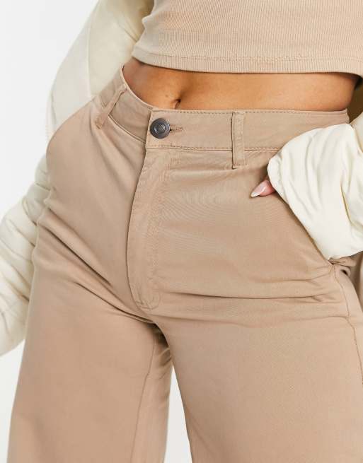 Urban Classics high waist wide leg trousers in beige, 2 of 4