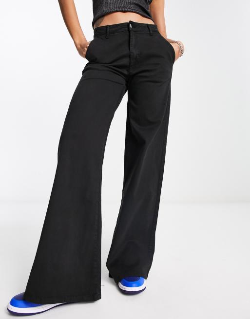 Black High Waist Long Wide Leg Trousers