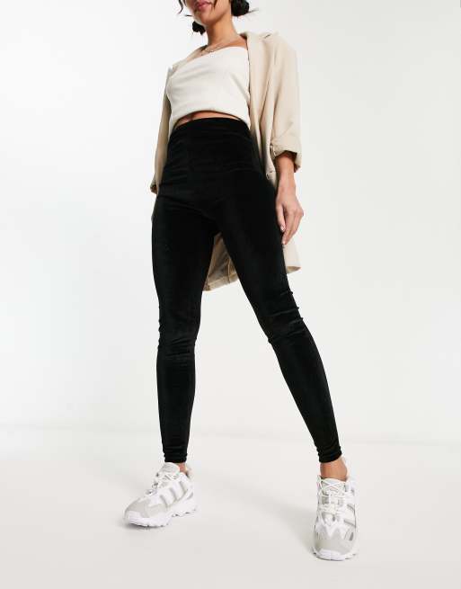 ASOS DESIGN basic legging in velvet in black