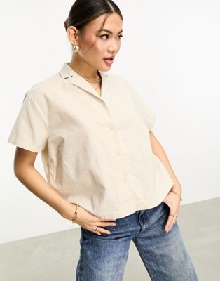 Urban Classics linen blend resort shirt in beige - ASOS Price Checker