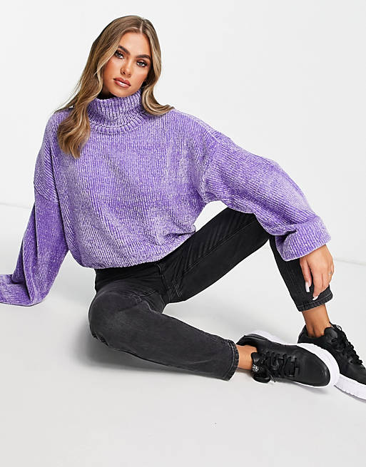  Urban Classics long sleeved jumper with high neck in lavender 