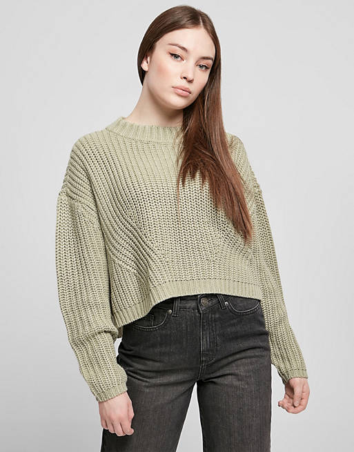 Urban Classics long sleeved knitted jumper in khaki