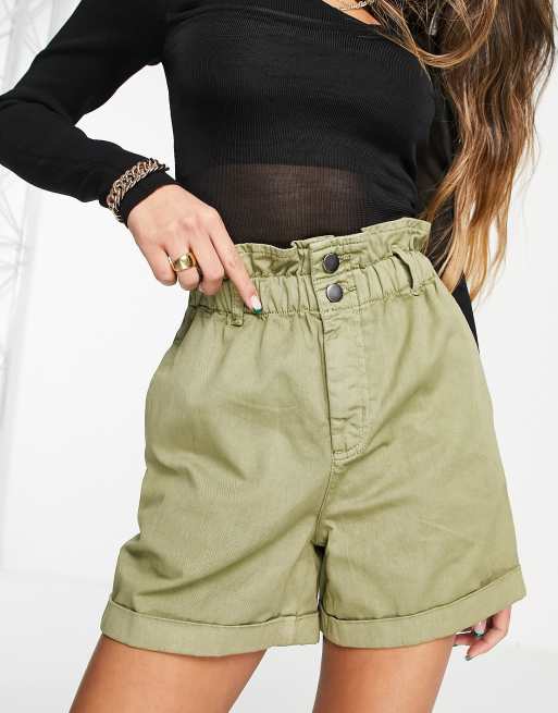 Paper bag shorts store khaki