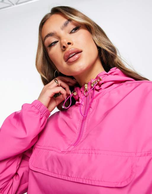 Pink half zip on sale windbreaker