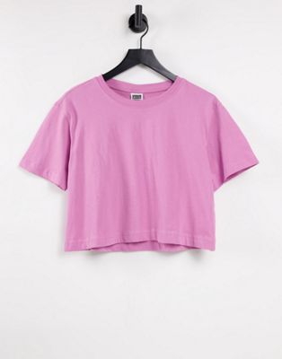 Urban Classics short sleeved cropped tee in pink