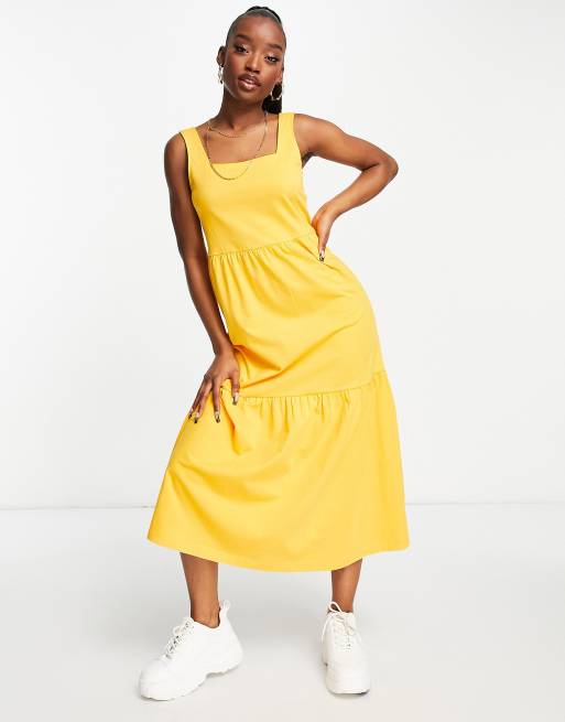 Urban Classics sleeveless midi smock dress in mango, 4 of 4