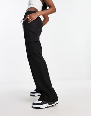 Urban Classics Urban Classics straight leg cargo trousers in black